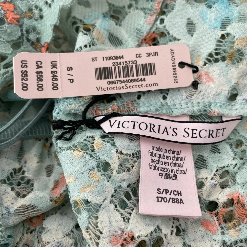 Victoria's Secret Romper Size Small Green Lace Floral Lingerie Semi Sheer